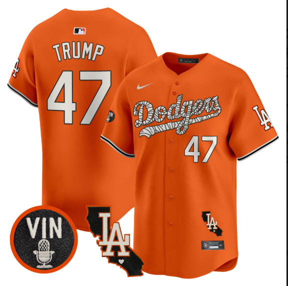 Men Los Angeles Dodgers #47 Trump 2025 orange Limited Stitched Jersey->los angeles dodgers->MLB Jersey